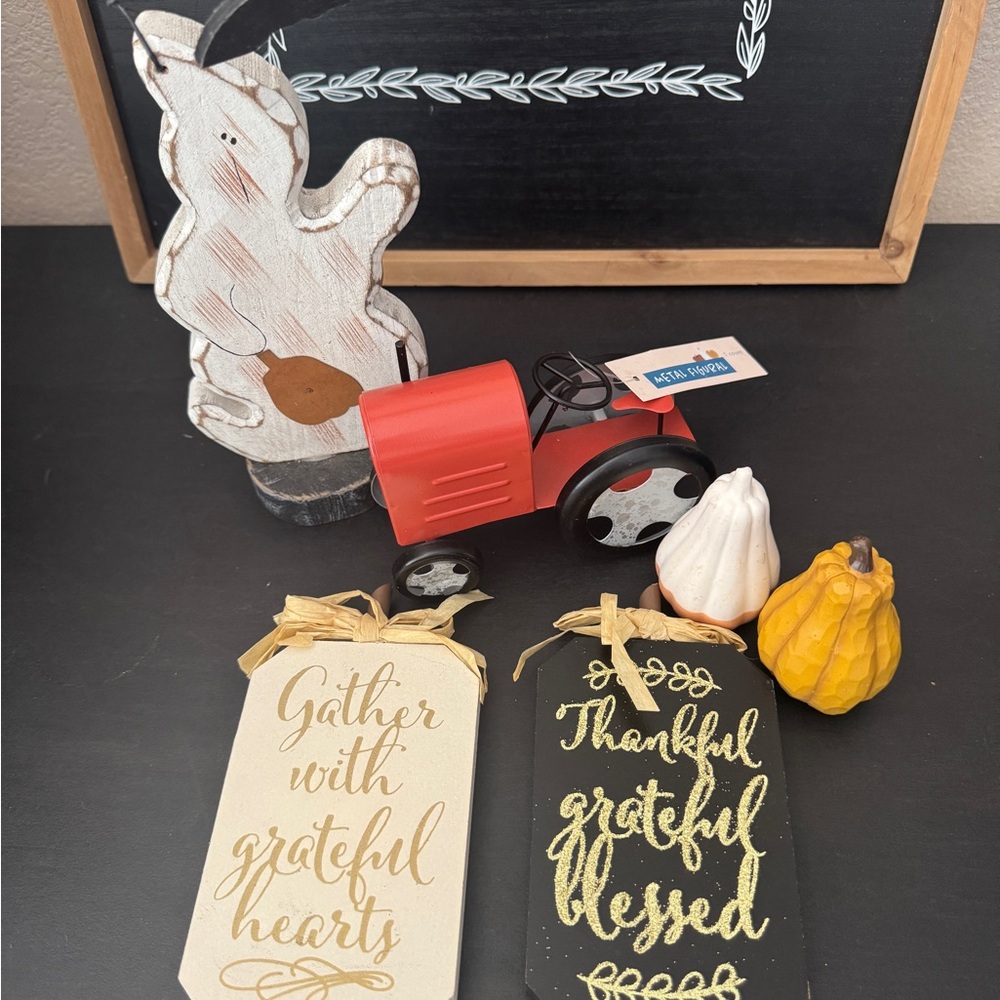 Red Toy Tractor with Fall Decor bundle